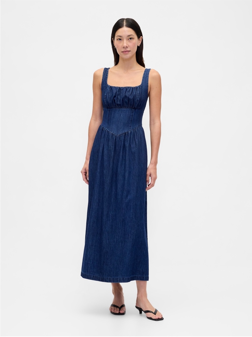 GAP Denim Maxi Dress in Deep Blue